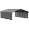 Arrow Storage Products Galvanized Steel Carport, W/ 2-Sided Enclosure, Compact Car Metal Carport Kit, 20'x24'x9', Charcoal CPHC202409ECL2 - alternate 1